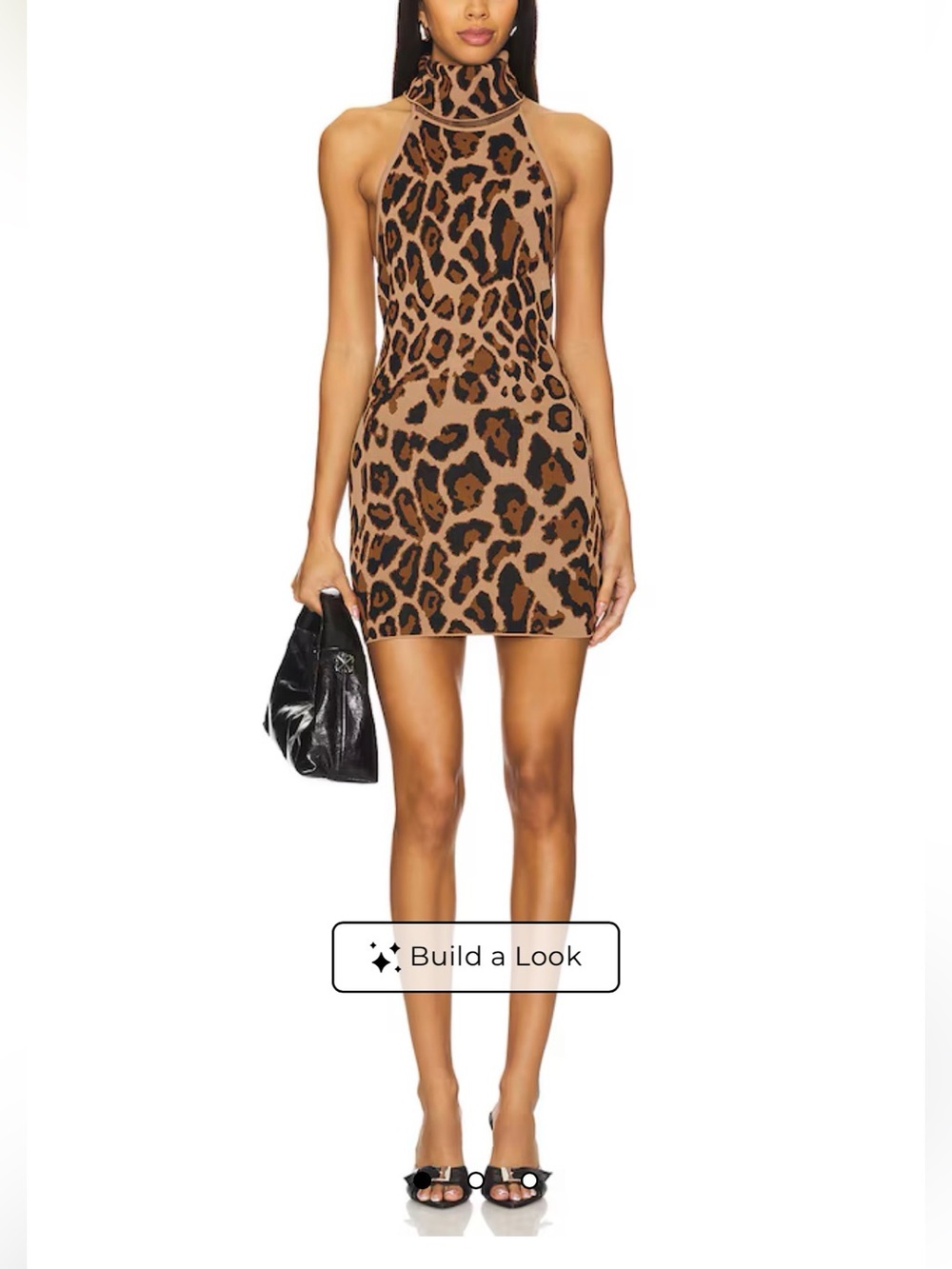 superdown Leopard Print Halter Mini Dress in Brown and Black